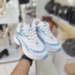 کتونی دخترانه سفید آبی طبی مدل آسیکس