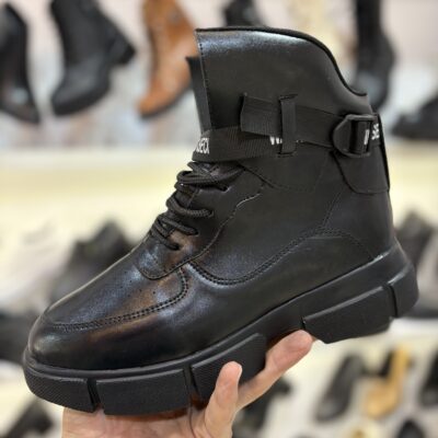 بوت زنانه مدل پولو مشکی | بوت دخترانه اسپرت ترند ۱۴۰۴